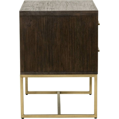 Mosaic Nightstand by Essentials For Living in natural gray, brushed stainless steel. Made from wood in a modern style.