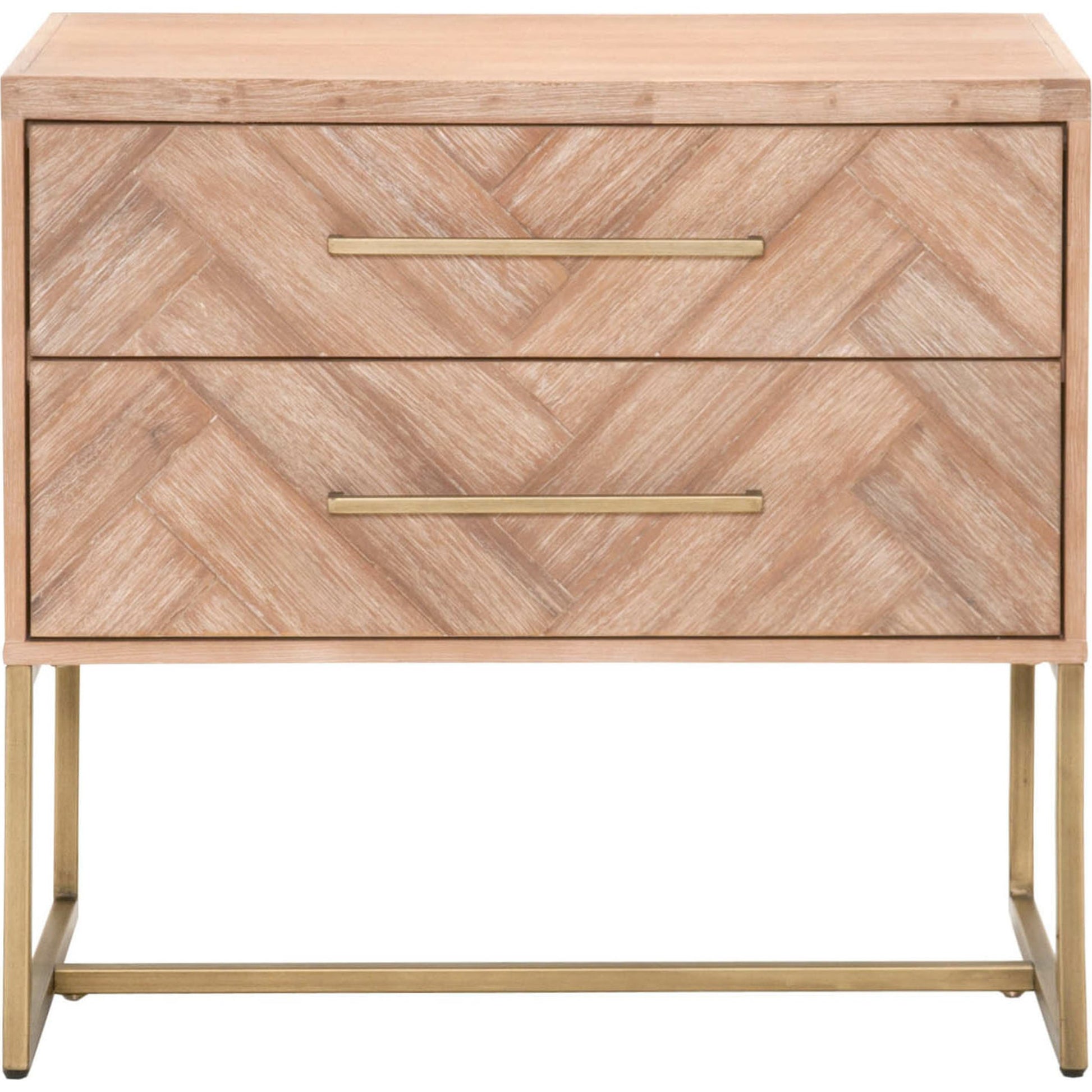 Mosaic Nightstand by Essentials For Living in natural gray, brushed stainless steel. Made from wood in a modern style.