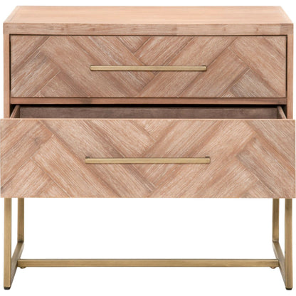 Mosaic Nightstand by Essentials For Living in natural gray, brushed stainless steel. Made from wood in a modern style.