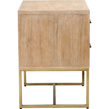 Mosaic Nightstand by Essentials For Living in natural gray, brushed stainless steel. Made from wood in a modern style.