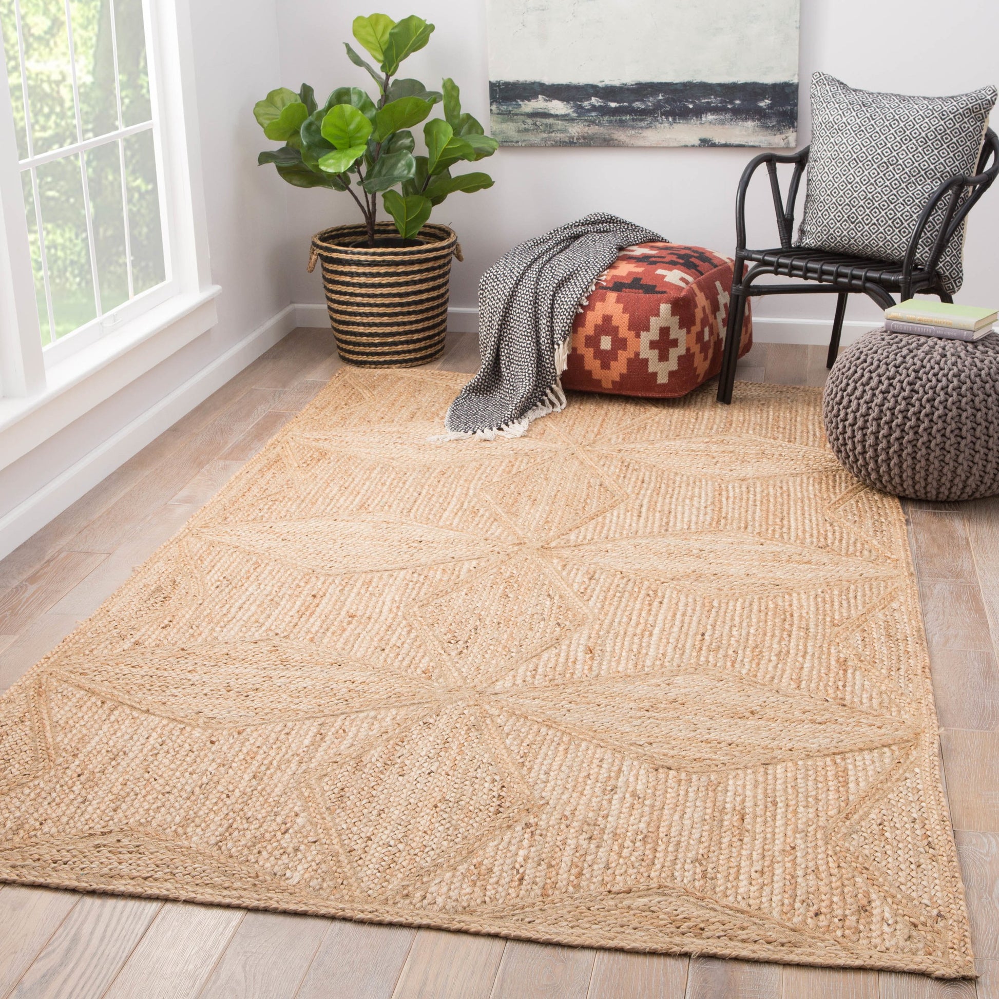 Naturals Tobago NAT23 Rug by Jaipur Living in beige. Made from 100% jute in a unique style.