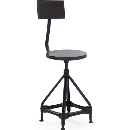 Evolution Back Rest Bar Chair by Zentique in dark walnut and recycled wood, metal. Made from recycled wood, metal in a modern style.
