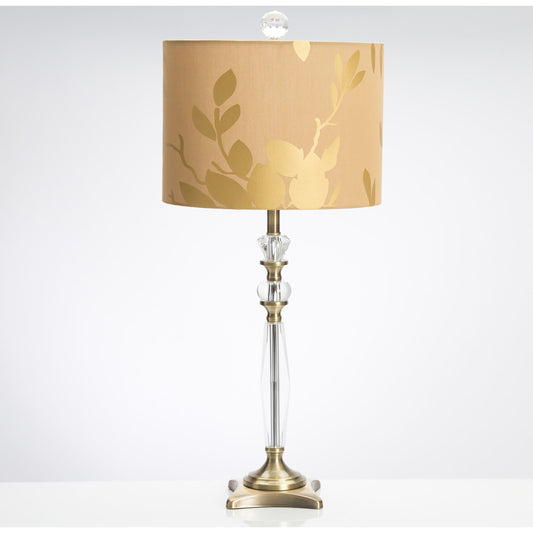 Golden Leaf Table Lamp by Couture Lamps in satin brass. Made from crystal, metal in a traditional style.