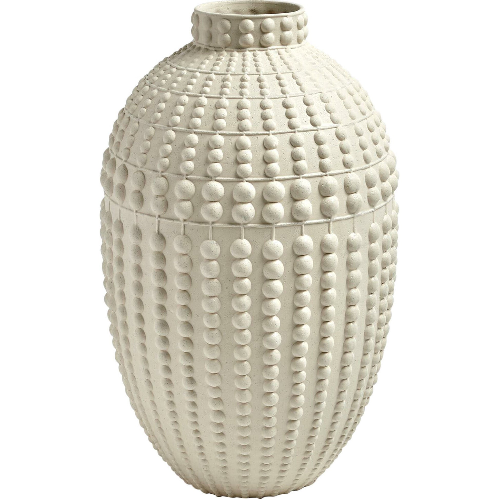 Nail Head Vase by Global Views in rustic white. Made from ceramic in a coastal style.