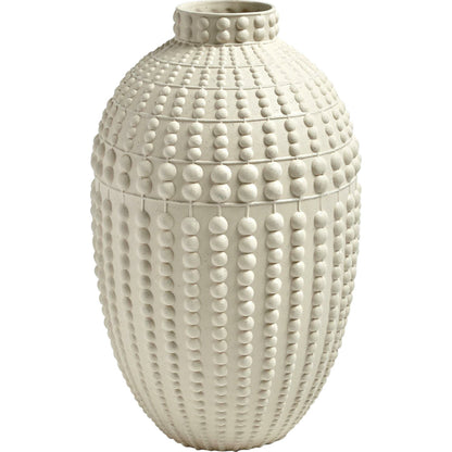 Nail Head Vase by Global Views in rustic white. Made from ceramic in a coastal style.