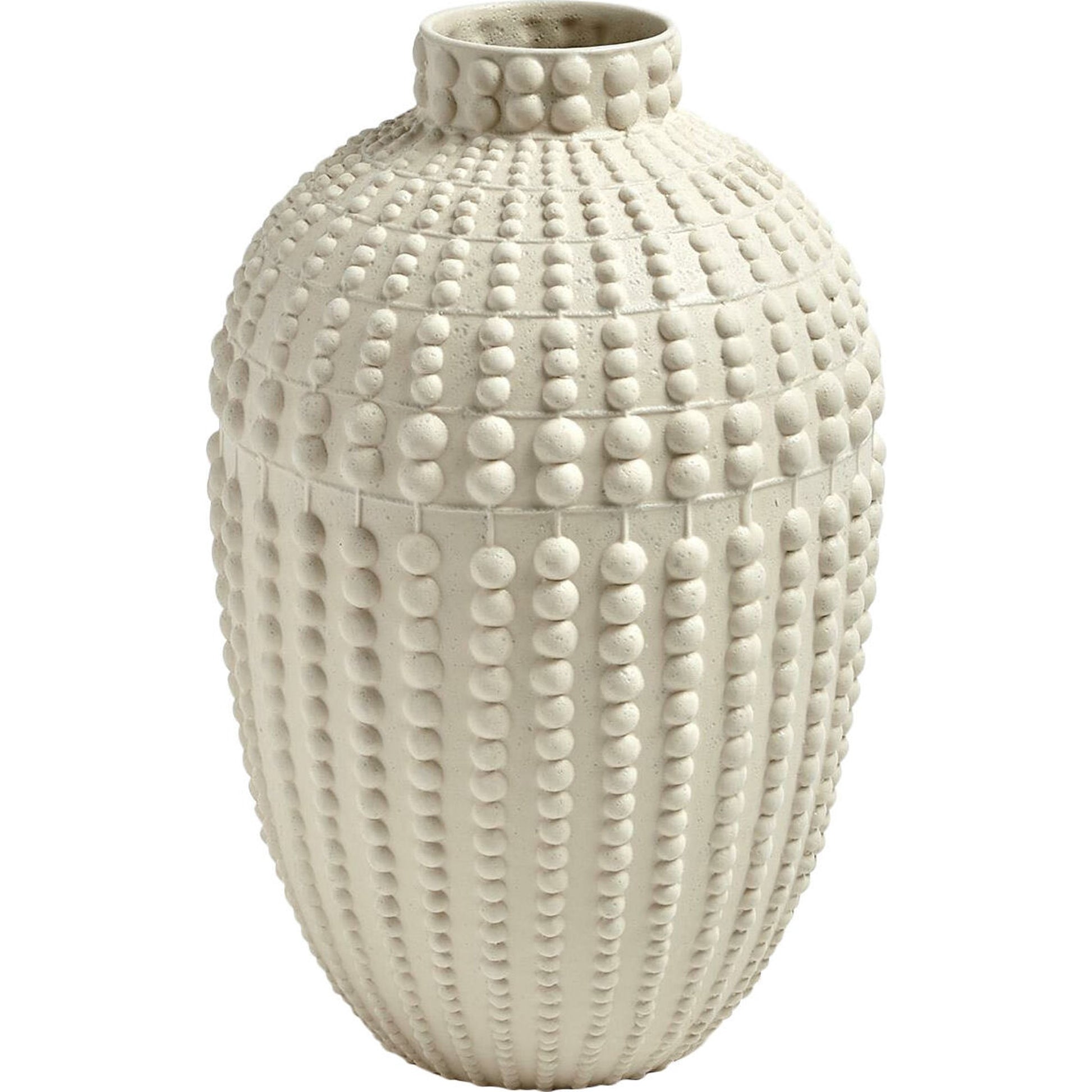 Nail Head Vase by Global Views in rustic white. Made from ceramic in a coastal style.