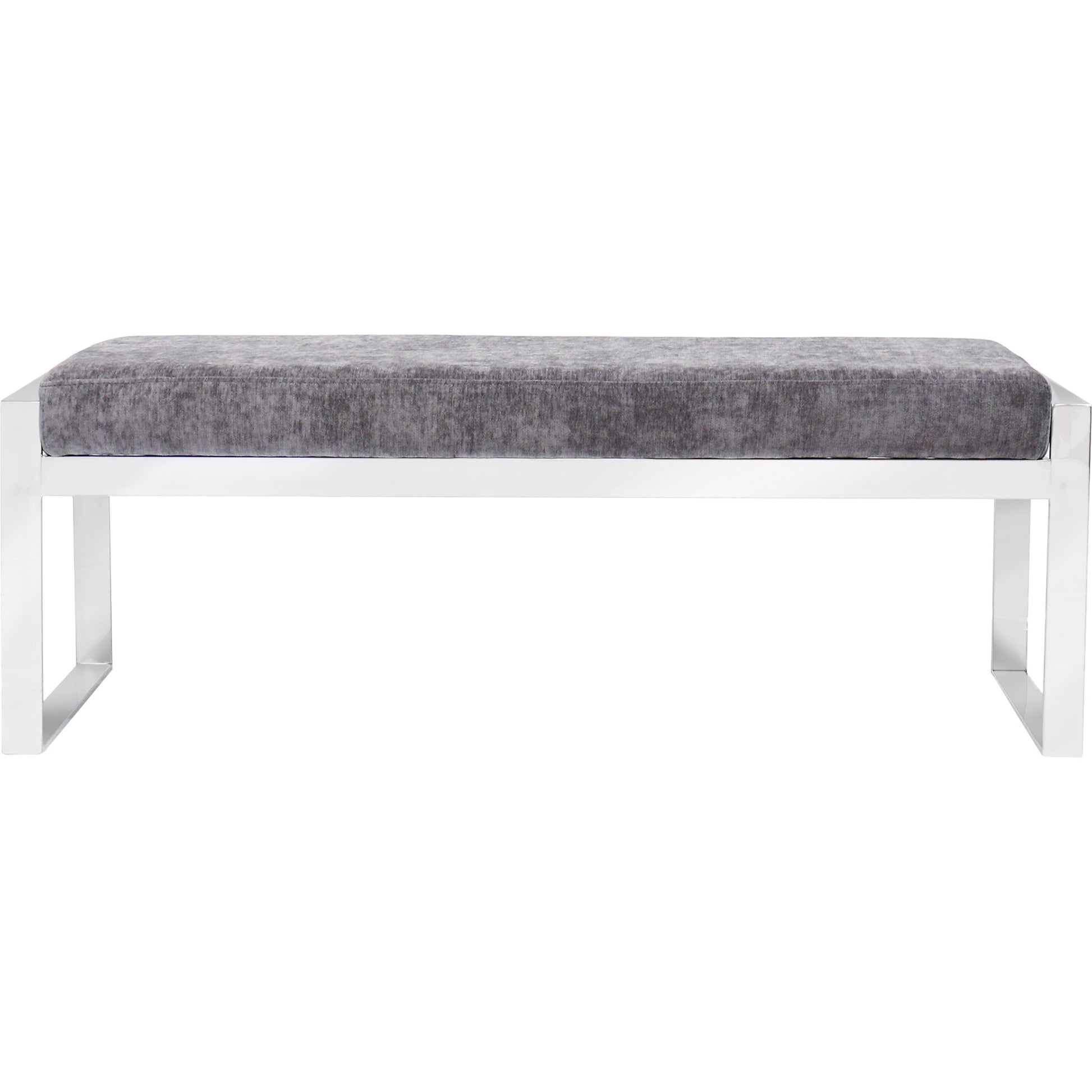 Luxe Ottoman by Pasargad Home in chrome. Made from unique in a modern style.
