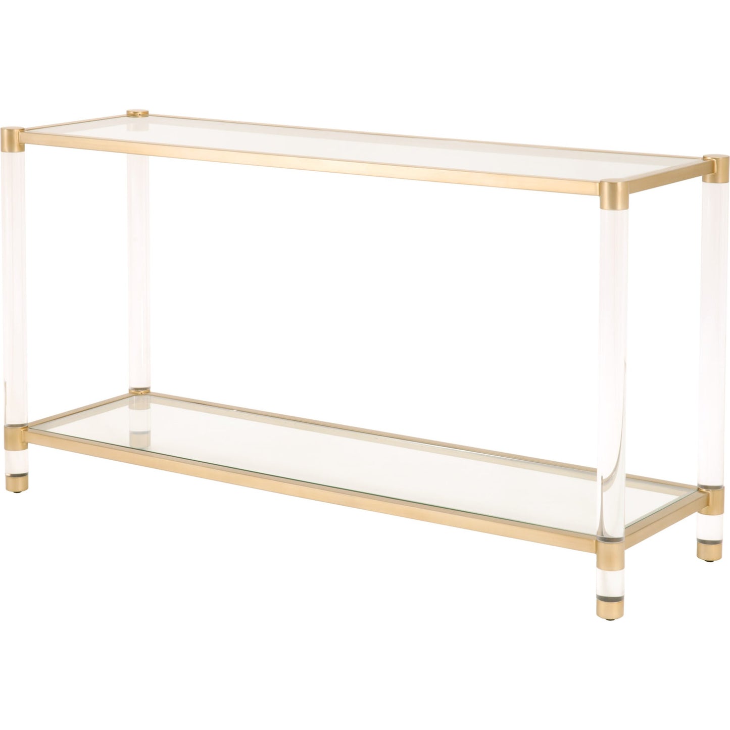 001 SR-789400 | Primary Silo | Nouveau Console Table by Essentials For Living in brass, clear. Made from metal, acrylic, glass in a transitional style.