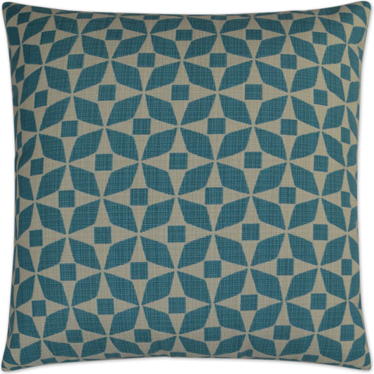 Marquee Pillow by DV Kap Home in turquoise. Made from 100% solution dyed acrylic in a modern style.
