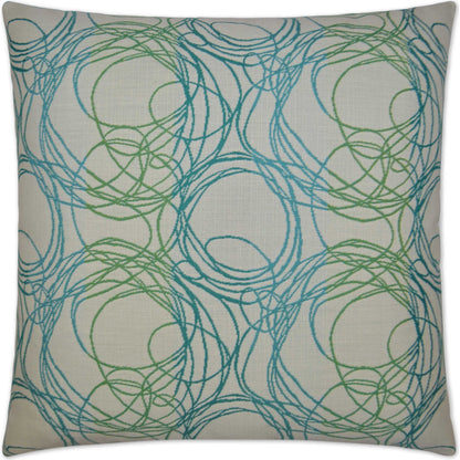 Boomerang Swirl Pillow by DV Kap Home in lagoon. Made from 100% solution dyed acrylic in a modern style.