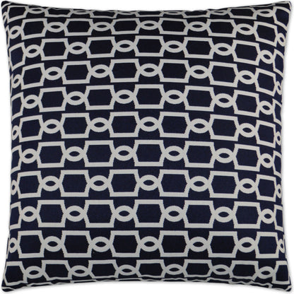 Ocean Gate Pillow by DV Kap Home in navy. Made from 100% olefin in a modern style.