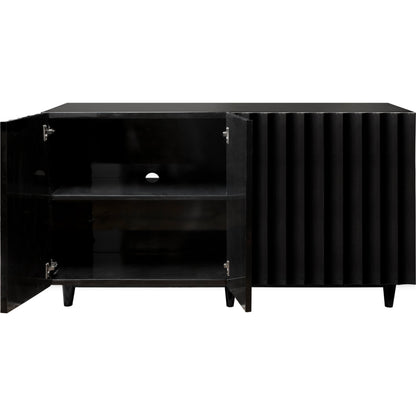 Odette Scalloped Front Cabinet by Worlds Away in black and black. Made from hardwood solids, mdf, metal in a modern style.
