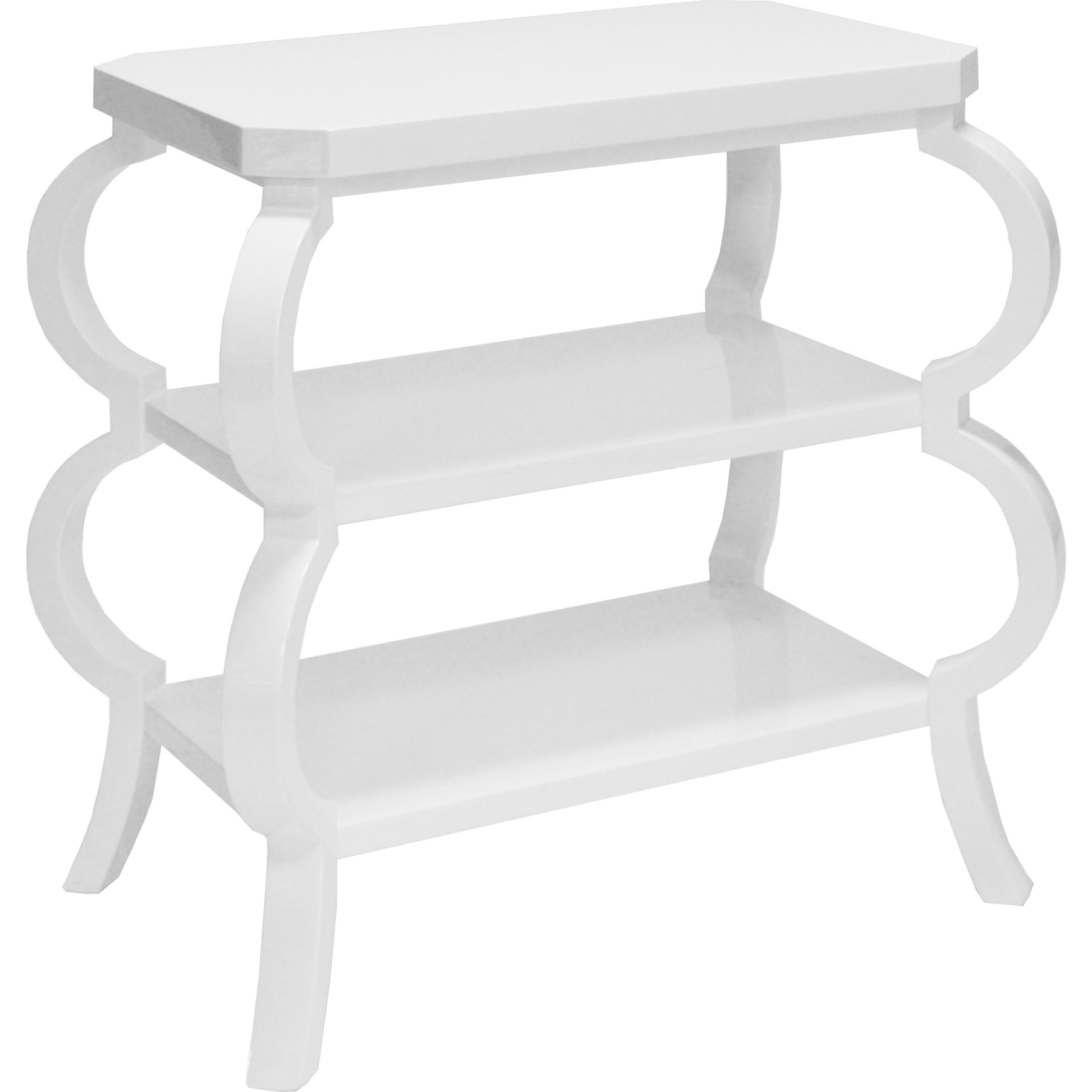 Olive Side Table by Worlds Away in matte white lacquer, white. Made from hardwood solids, mdf in a cottage & farmhouse style.