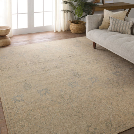 Onessa ONE04 Rug by Jaipur Living in tan, blue. Made from 100% wool in a unique style.