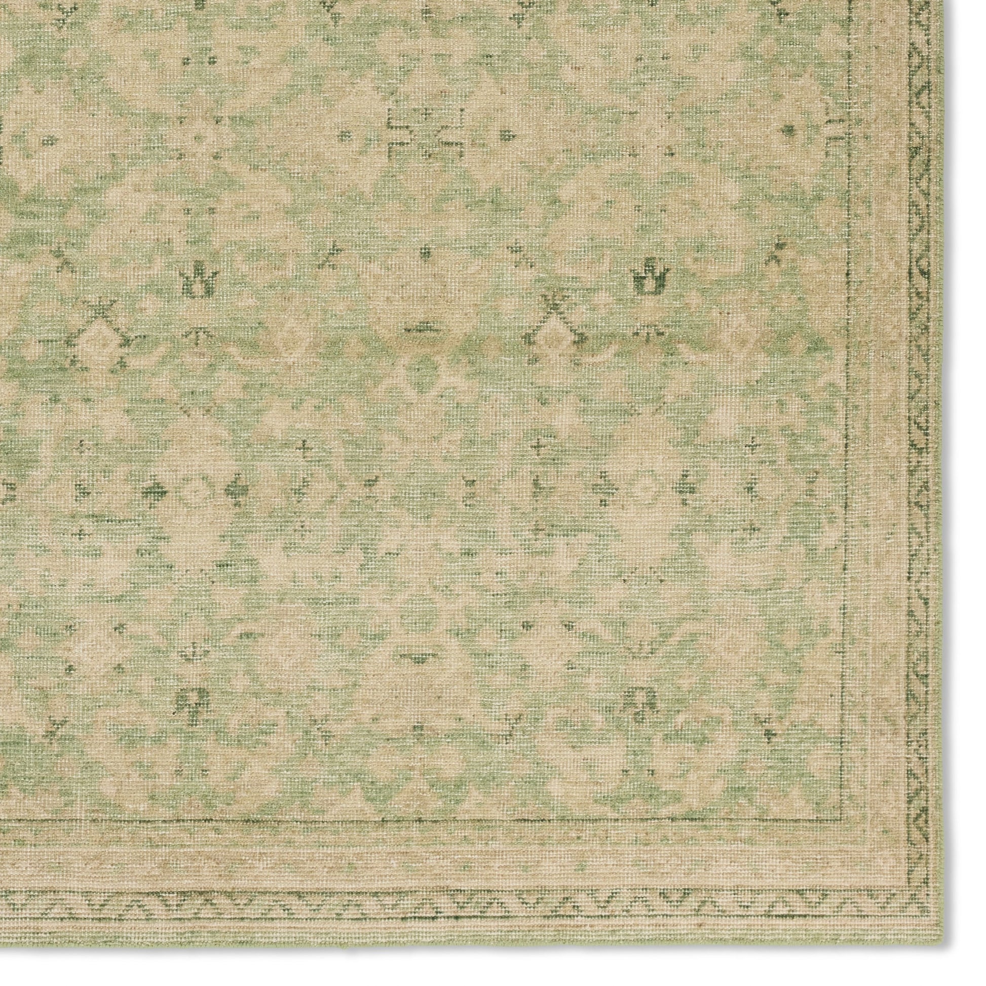 Onessa ONE08 Rug by Jaipur Living in green, tan. Made from 100% wool in a unique style.