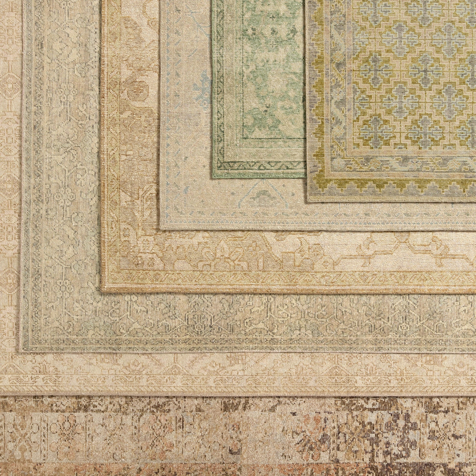 Onessa ONE08 Rug by Jaipur Living in green, tan. Made from 100% wool in a unique style.