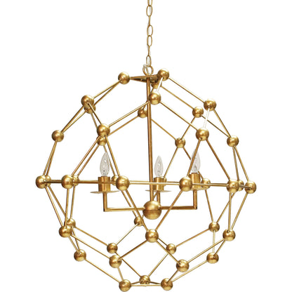 Orbit Molecule Chandelier by Worlds Away in silver leaf and silver leaf. Made from metal in a modern style.