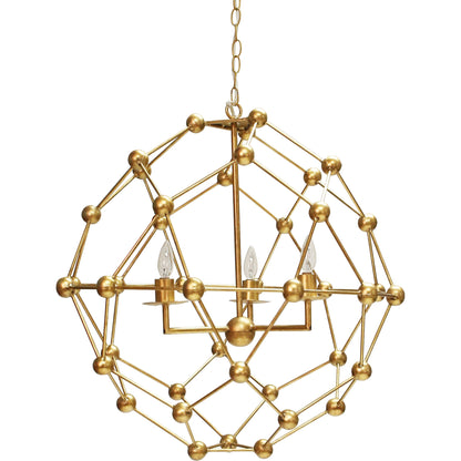 Orbit Molecule Chandelier by Worlds Away in silver leaf and silver leaf. Made from metal in a modern style.