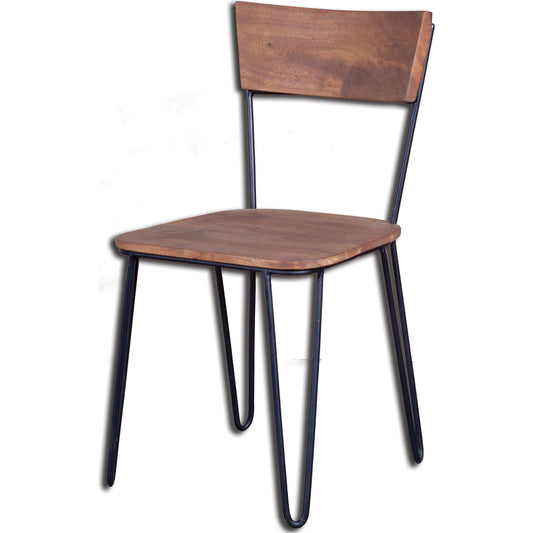 Organic Chair by LH Imports in brown matte, black powder coated. Made from acacia in a modern style.