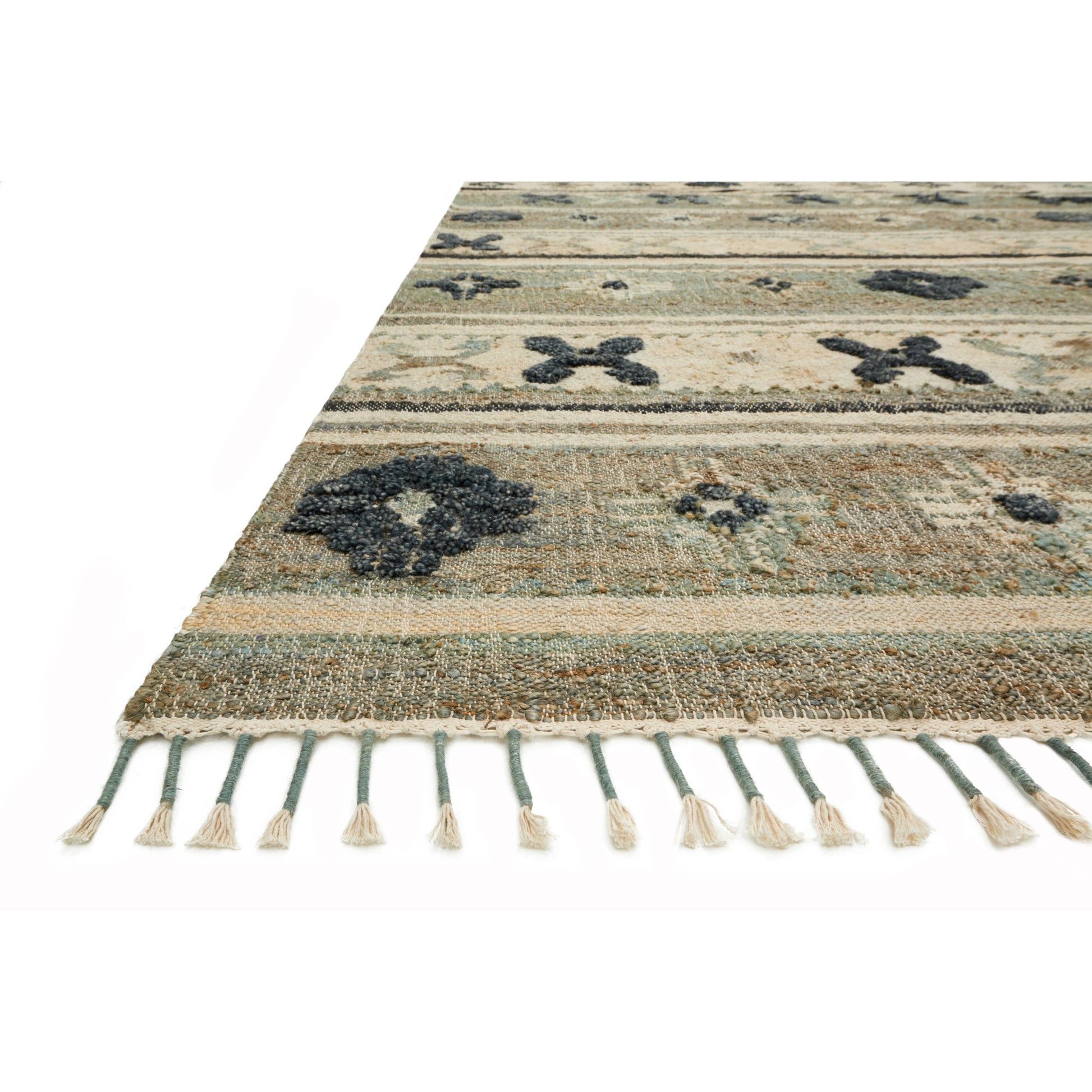 Owen OW-01 Rug by Loloi in aqua, ink. Made from jute, wool in a eclectic & global style.