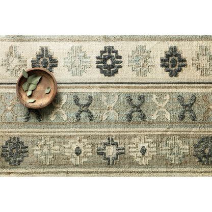 Owen OW-01 Rug by Loloi in aqua, ink. Made from jute, wool in a eclectic & global style.