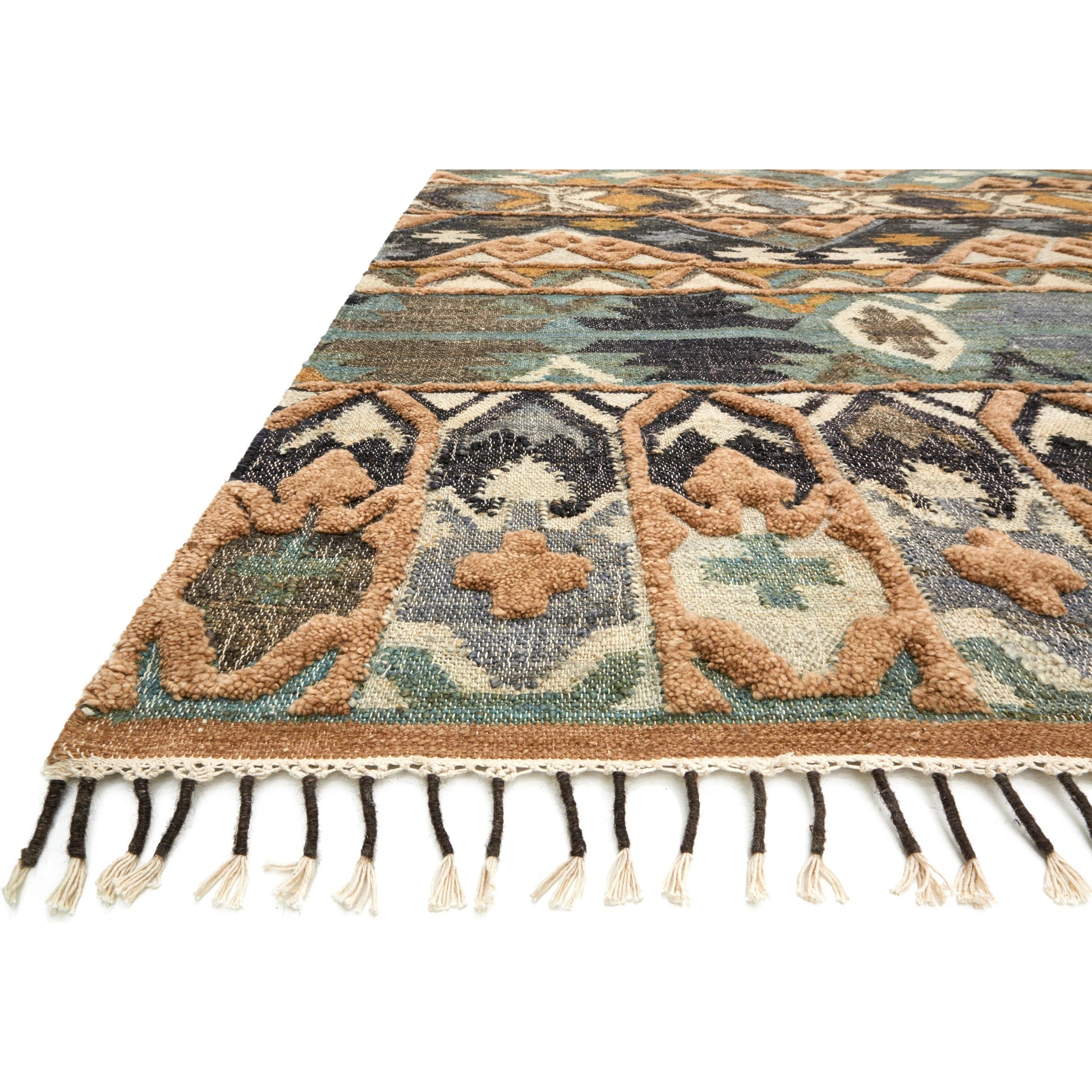 Owen OW-02 Rug by Loloi in ocean, camel. Made from jute, wool in a eclectic & global style.