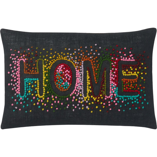 Home Pillow by Loloi in black, multi. Made from 100% cotton in a modern style.