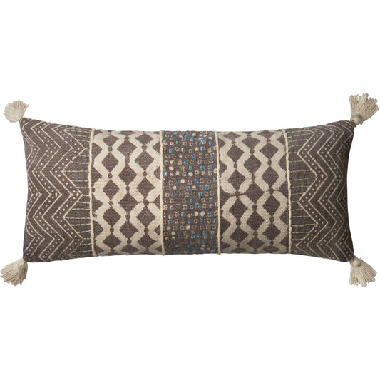 Kuala Pillow by Loloi in gray, multi. Made from 100% cotton in a eclectic & global style.