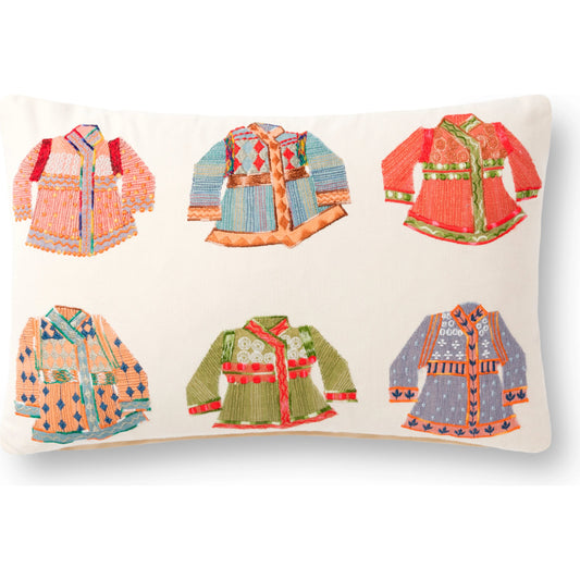P0870 Pillow by Loloi in natural, multi. Made from 100% cotton in a eclectic & global style.