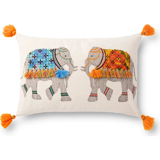 P0871 Pillow by Loloi in natural, multi. Made from 100% cotton in a eclectic & global style.