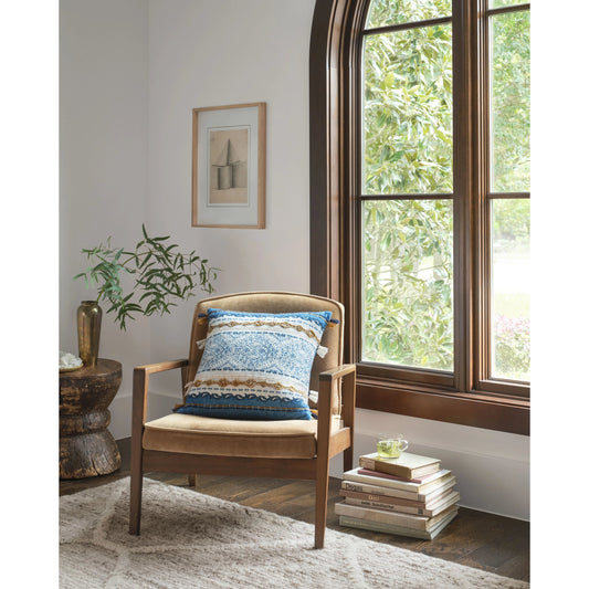 P0930 Pillow by Loloi in blue, natural. Made from 100% cotton in a rustic style.
