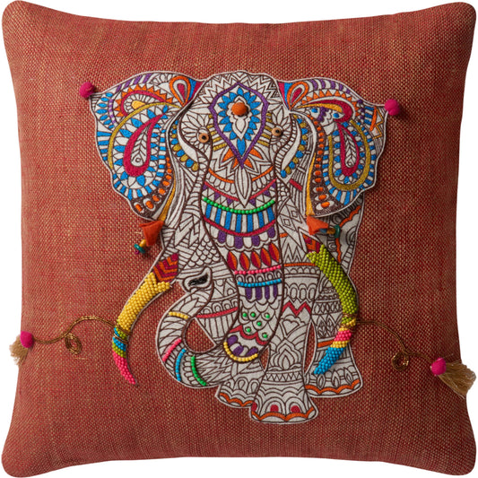Ganesh Pillow by Loloi in rust, multi. Made from 100% cotton in a eclectic & global style.