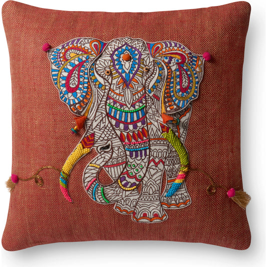 Ganesh Pillow by Loloi in rust, multi. Made from 100% cotton in a eclectic & global style.