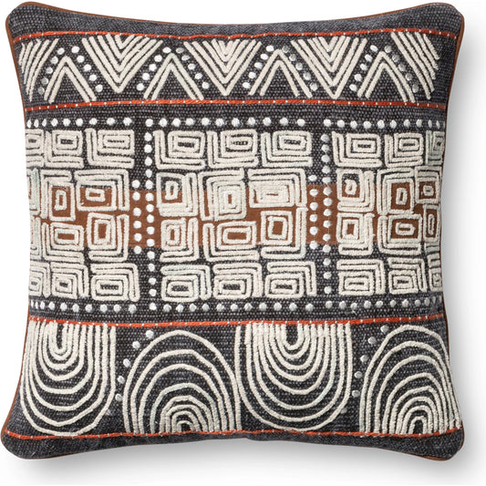 P0379 Pillow by Loloi in blue, rust. Made from cotton, polyester in a eclectic & global style.