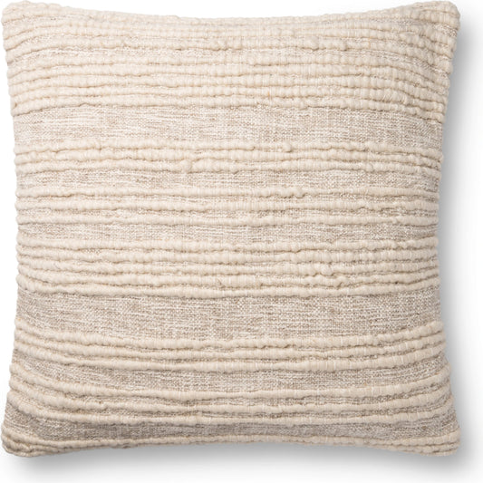 Chunky Knit Natural Pillow by Loloi in natural. Made from cotton, wool in a modern style.