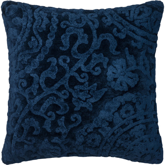 Damask Pillow by Loloi in indigo. Made from 100% viscose in a traditional style.