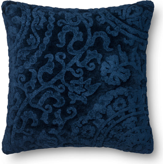 Damask Pillow by Loloi in indigo. Made from 100% viscose in a traditional style.