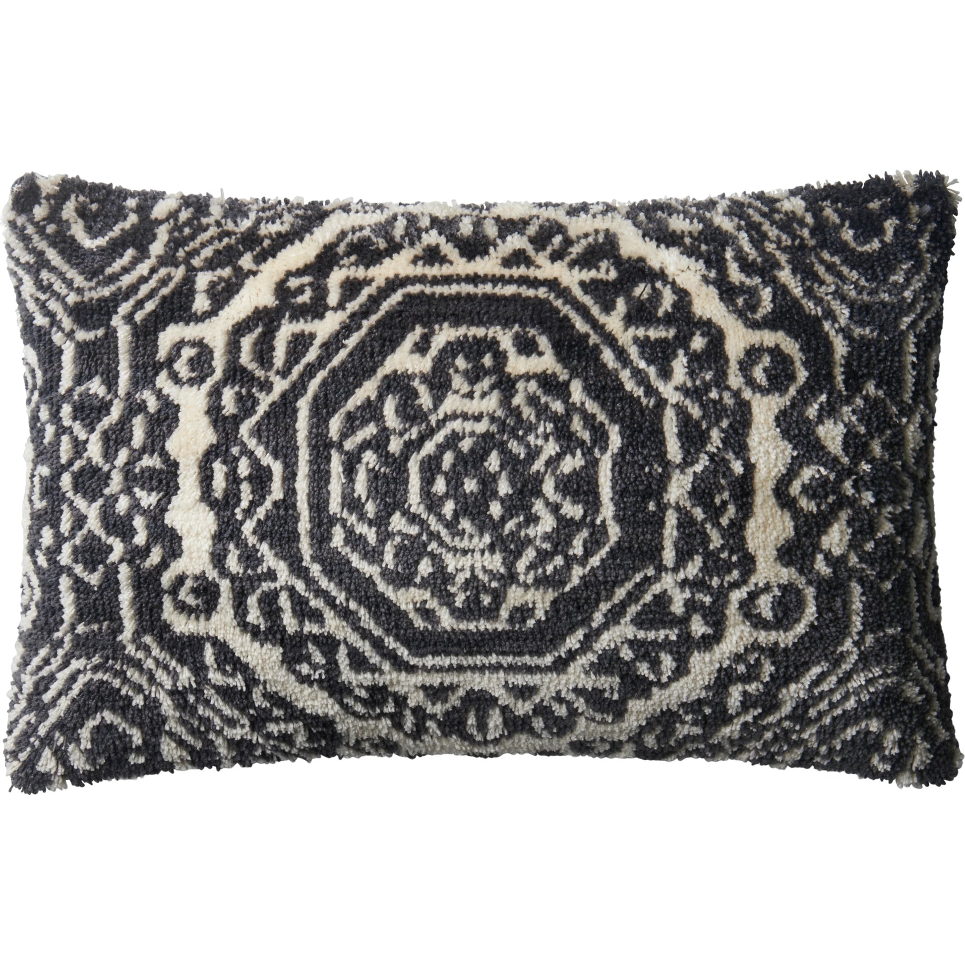 Muyuan Pillow by Loloi in black, white. Made from polyester, linen in a eclectic & global style.