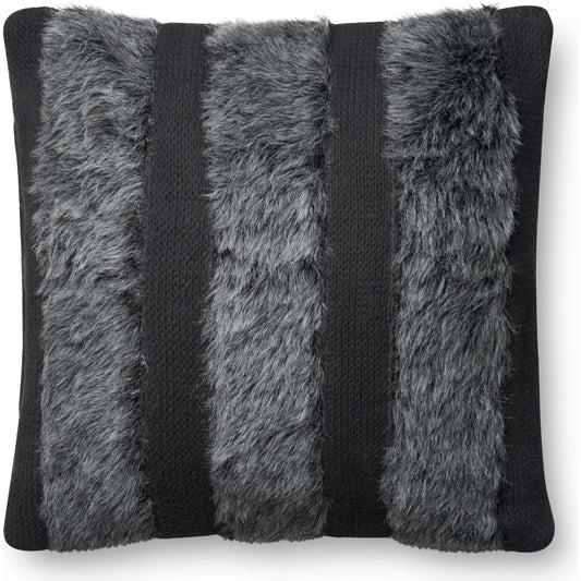 Noah Stripe Pillow by Loloi in gray. Made from cotton, acrylic in a modern style.