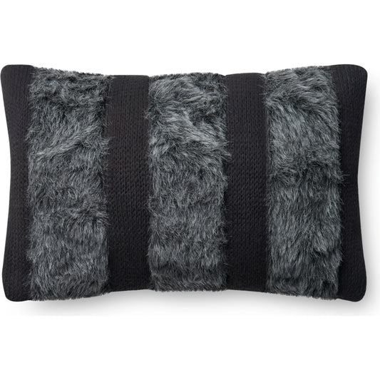Noah Stripe Pillow by Loloi in gray. Made from cotton, acrylic in a modern style.