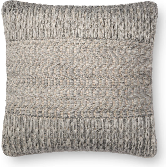 P0697 Pillow by Loloi in gray. Made from cotton, polyester, wool in a transitional style.