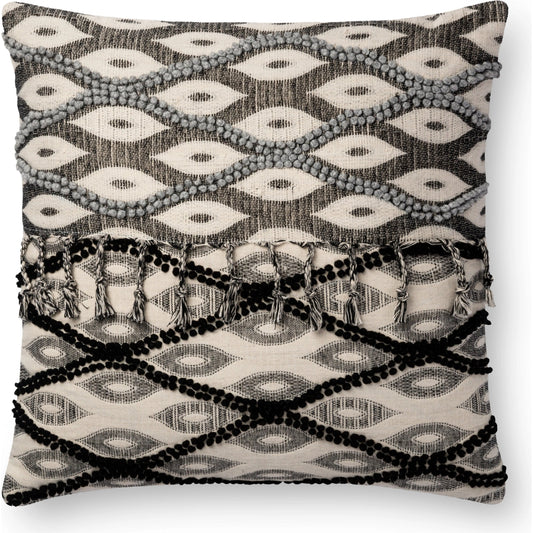 P0698 Pillow by Loloi in black, white. Made from cotton, polyester, acrylic in a eclectic & global style.