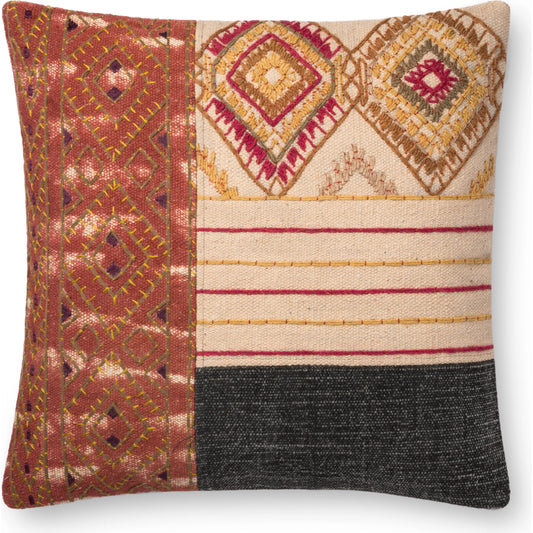 P0679 Pillow by Loloi in rust, gray. Made from cotton, polyester, rayon in a eclectic & global style.