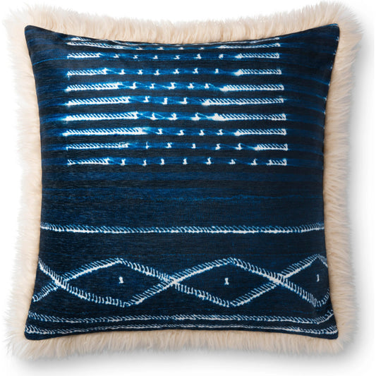 Shibori Stitch Pillow by Loloi in multi, ivory. Made from acrylic, polyester in a eclectic & global style.