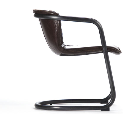 Kye Dining Chair by Zentique in top grained brown leather and iron. Made from iron in a modern style.