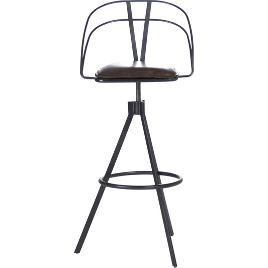 Nathan Bar Stool by Zentique in leather and iron. Made from iron in a modern style.
