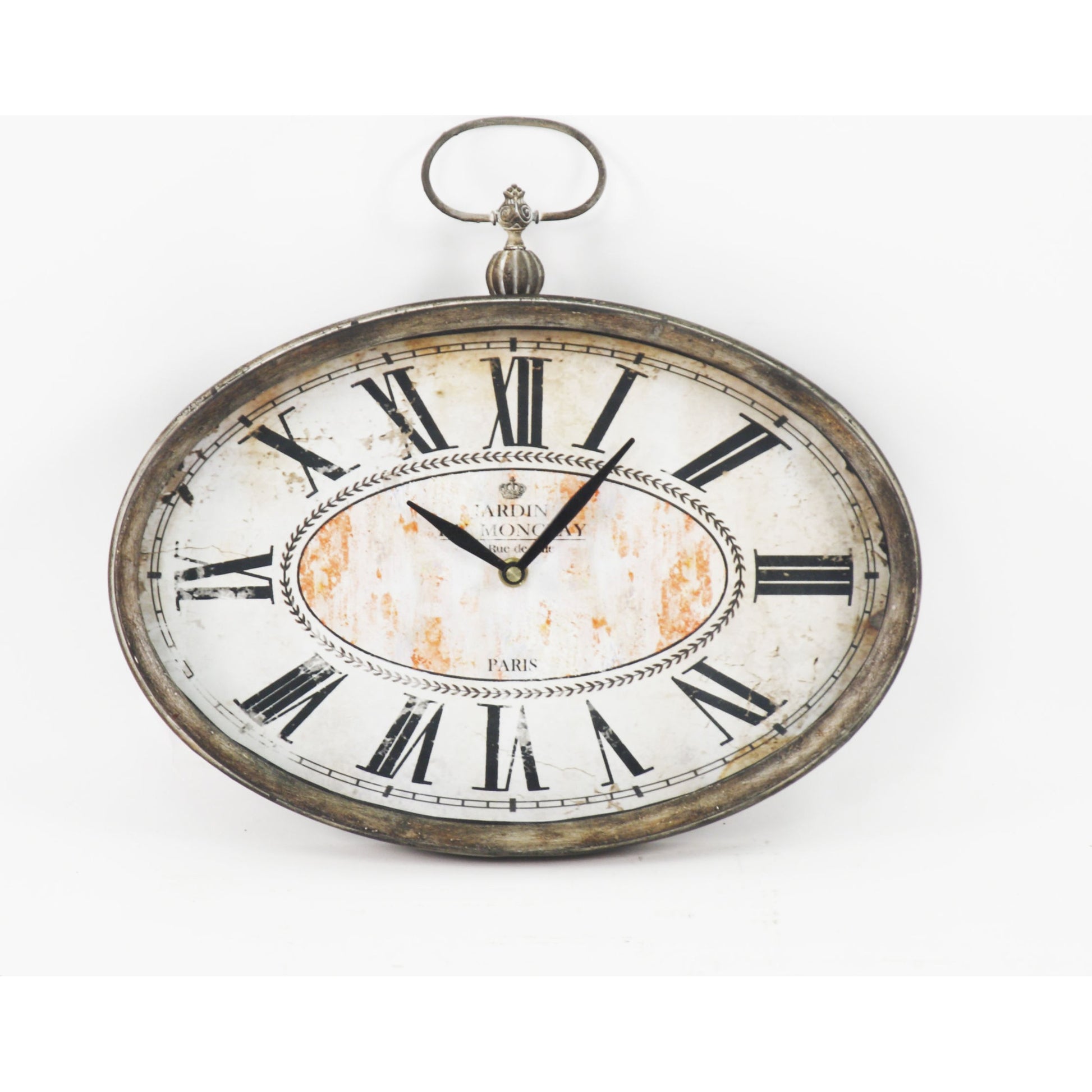 Paris Oval Clock by Zentique in antique gray and iron, mdf. Made from iron, mdf in a traditional style.