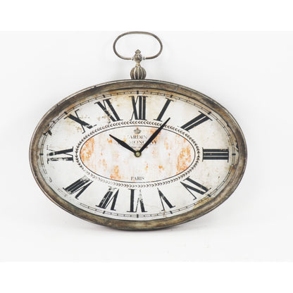 Paris Oval Clock by Zentique in antique gray and iron, mdf. Made from iron, mdf in a traditional style.