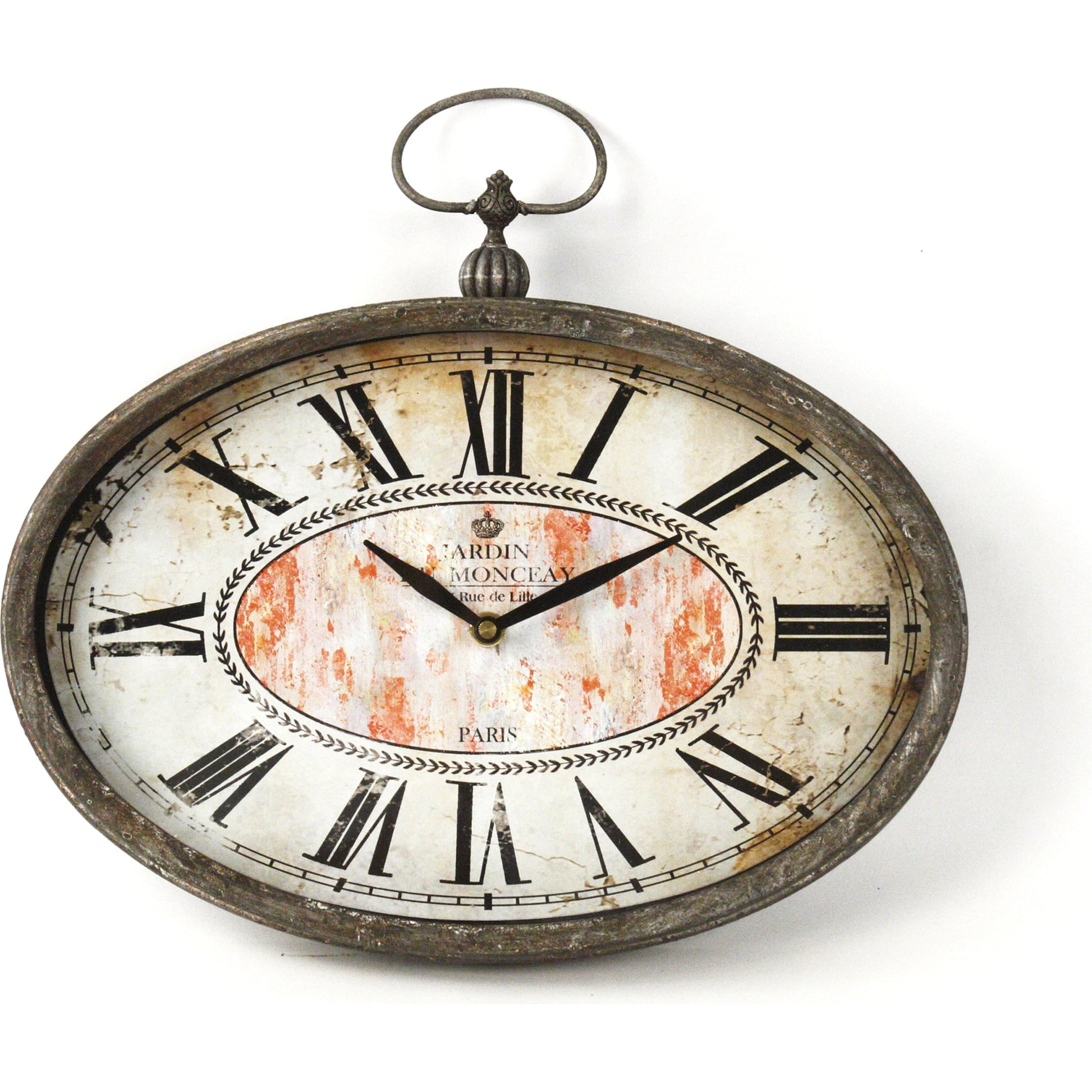 Paris Oval Clock by Zentique in antique gray and iron, mdf. Made from iron, mdf in a traditional style.