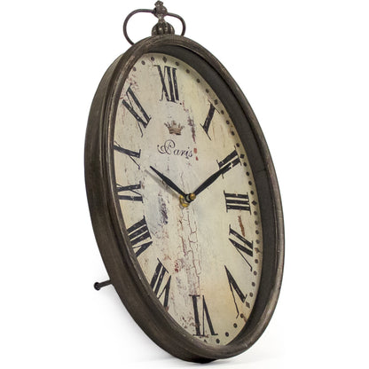 Paris Oval Wall Clock by Zentique in antique brown and iron. Made from iron in a traditional style.